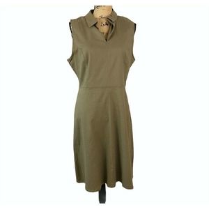 T. THARI Women's Olive V Neck Collared Dress 12
